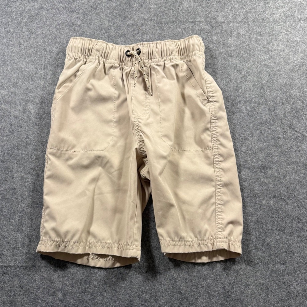 School uniform Shorts Kids Size 7 Khaki Excellent Elastic Waist Drawstring